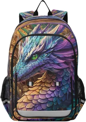 ALAZA Dragon Colorful Green Eyes Scales Laptop Backpack Purse for Women Men School Bag 17 Inch Bookbag Student Boys Girls Travel Casual Daypack