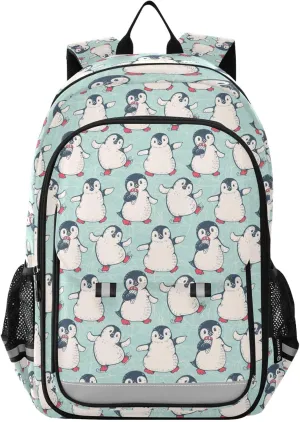 ALAZA Penguin Blue Laptop Backpack Purse for Women Men School Bag 17 Inch Bookbag Student Boys Girls Travel Casual Daypack