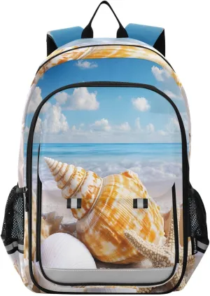 ALAZA Starfish Seashells Beach Coastal Laptop Backpack Purse for Women BookBags 17 inch School Bags Men Boys Girls Travel Casual Daypack