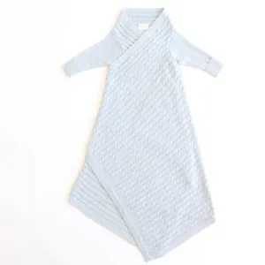 All over luxury cable Shwrap Light blue melange