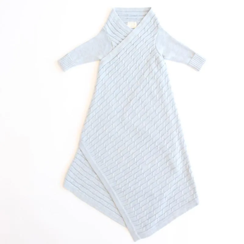 All over luxury cable Shwrap Light blue melange