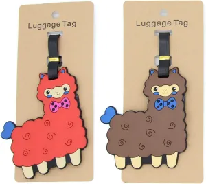 Alpaca Luggage Tags for Suitcases 2-Pack Cute Silicone Luggage Tag with Name ID Card Funny Suitcase Label