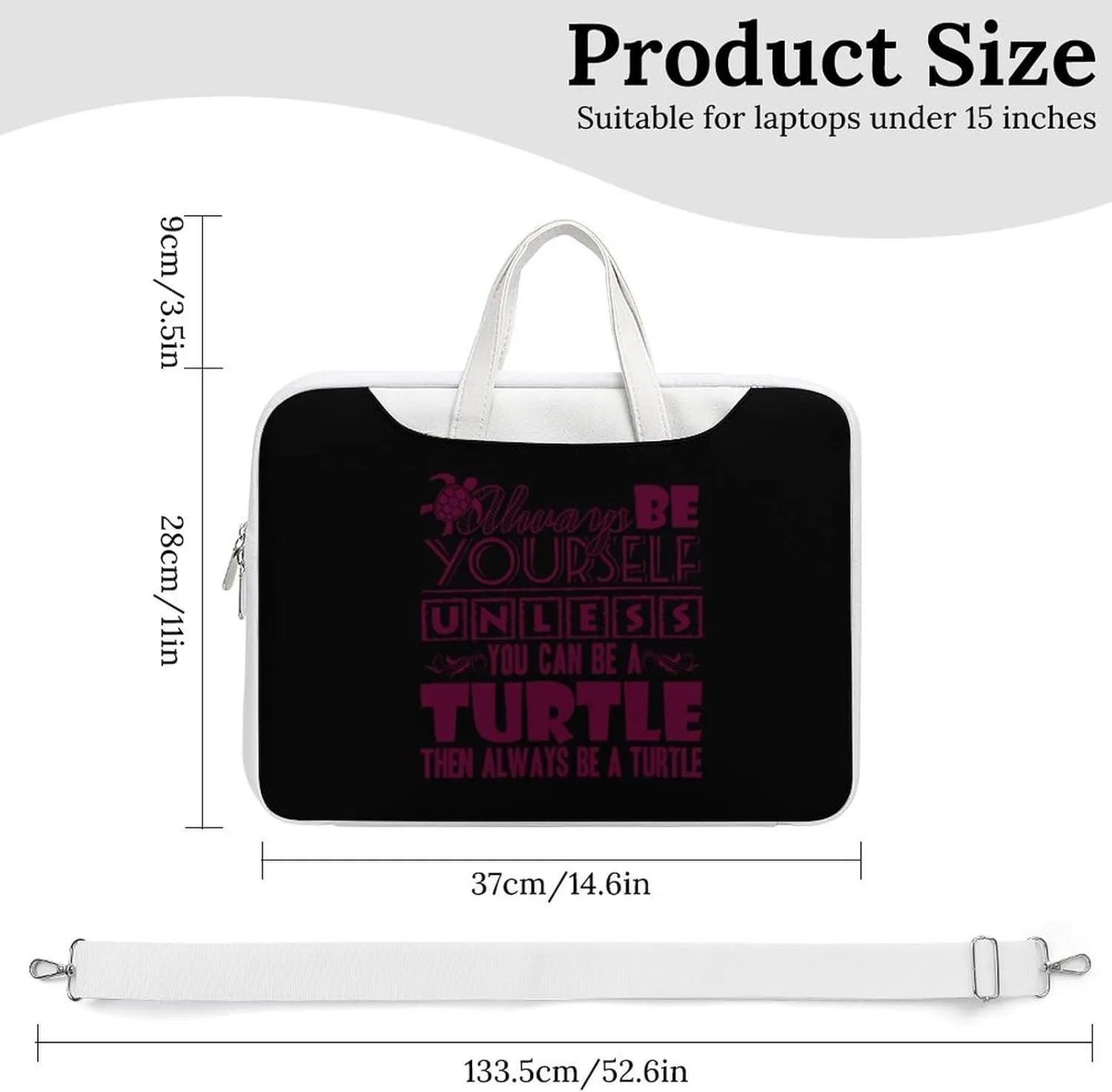 Always Be Turtle Leather Bag Laptop Case Slim Water Resistant Computer Bags with Handle Briefcase for Work