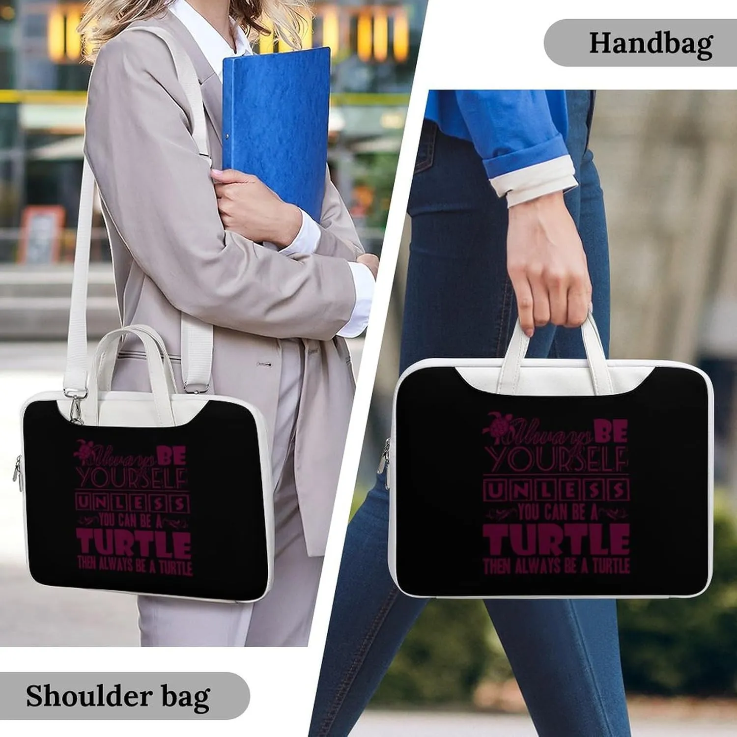 Always Be Turtle Leather Bag Laptop Case Slim Water Resistant Computer Bags with Handle Briefcase for Work