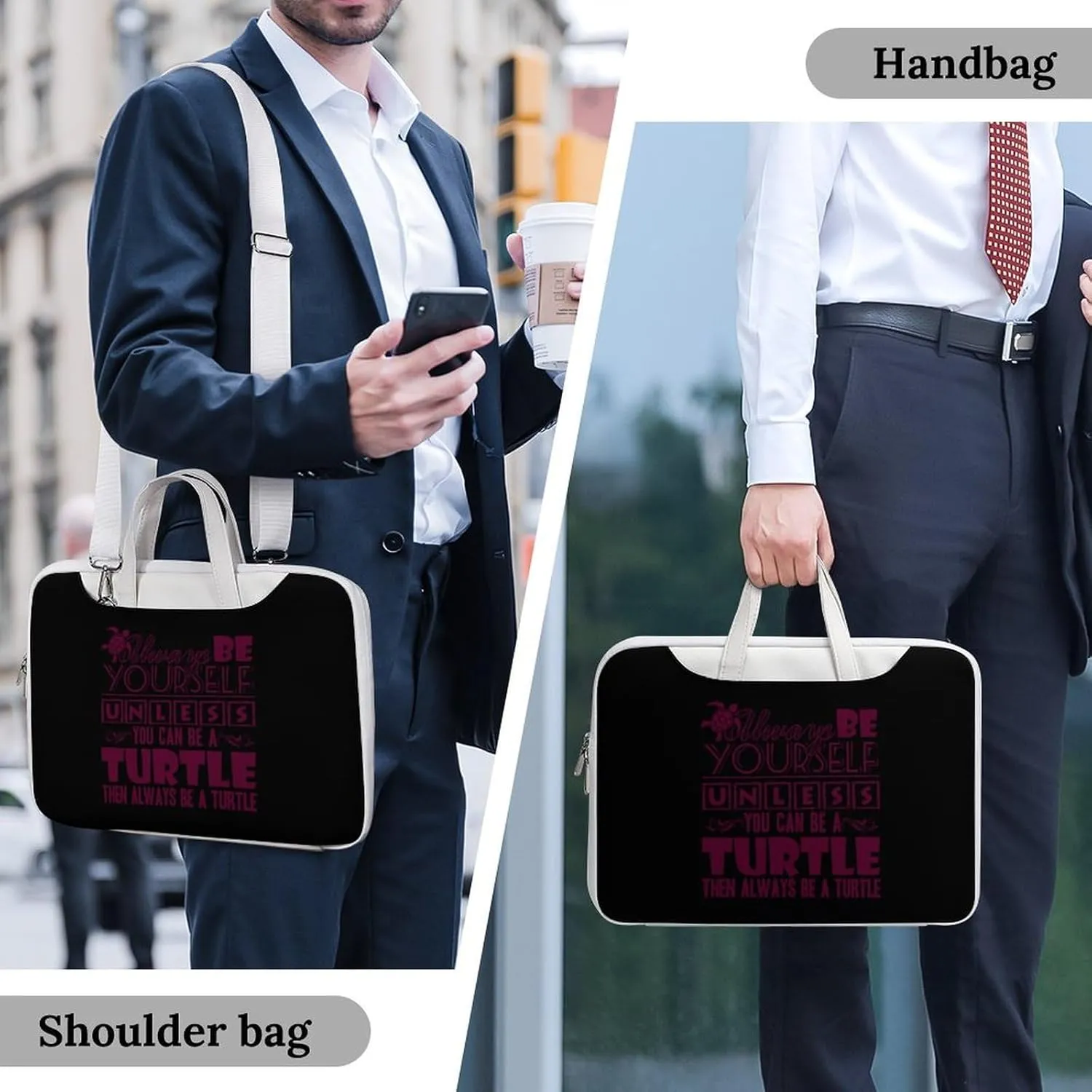 Always Be Turtle Leather Bag Laptop Case Slim Water Resistant Computer Bags with Handle Briefcase for Work