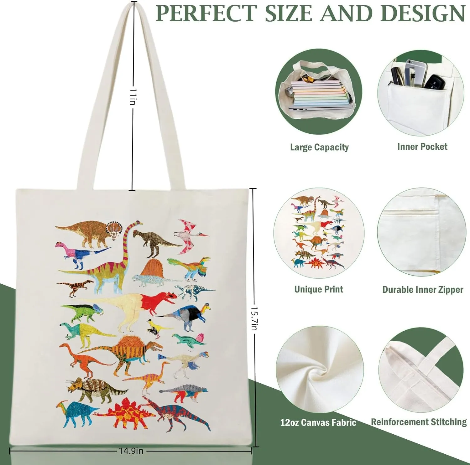 Andeiltech Canvas Aesthetic Tote Bag for Women with Inner Pocket Totes Shoulder Book Bag Shopping Reusable Grocery Bags
