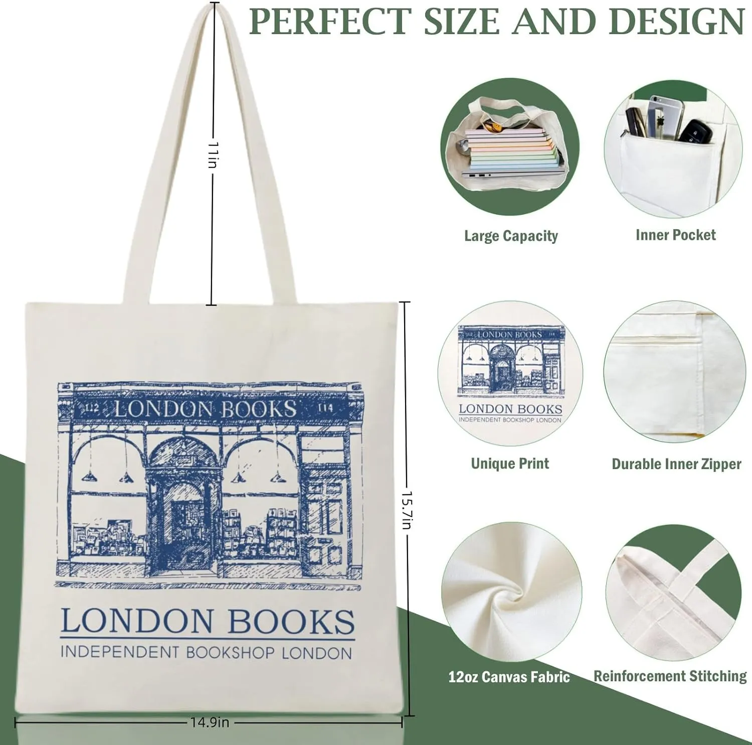 Andeiltech Canvas Tote Bag Aesthetic Cute Vintage Tote Bags Book Shoulder bag Gifts Reusable Grocery Bags for Women