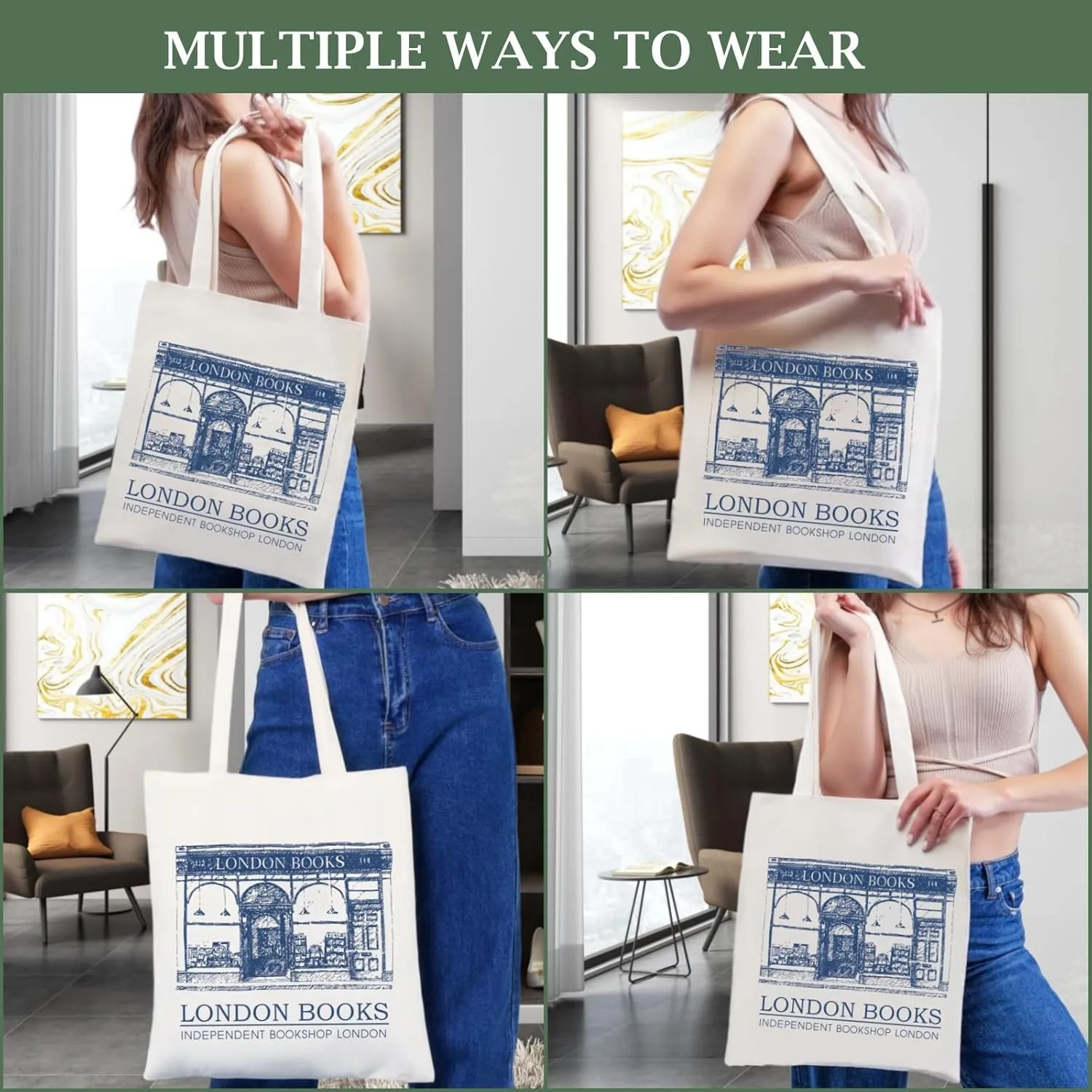 Andeiltech Canvas Tote Bag Aesthetic Cute Vintage Tote Bags Book Shoulder bag Gifts Reusable Grocery Bags for Women