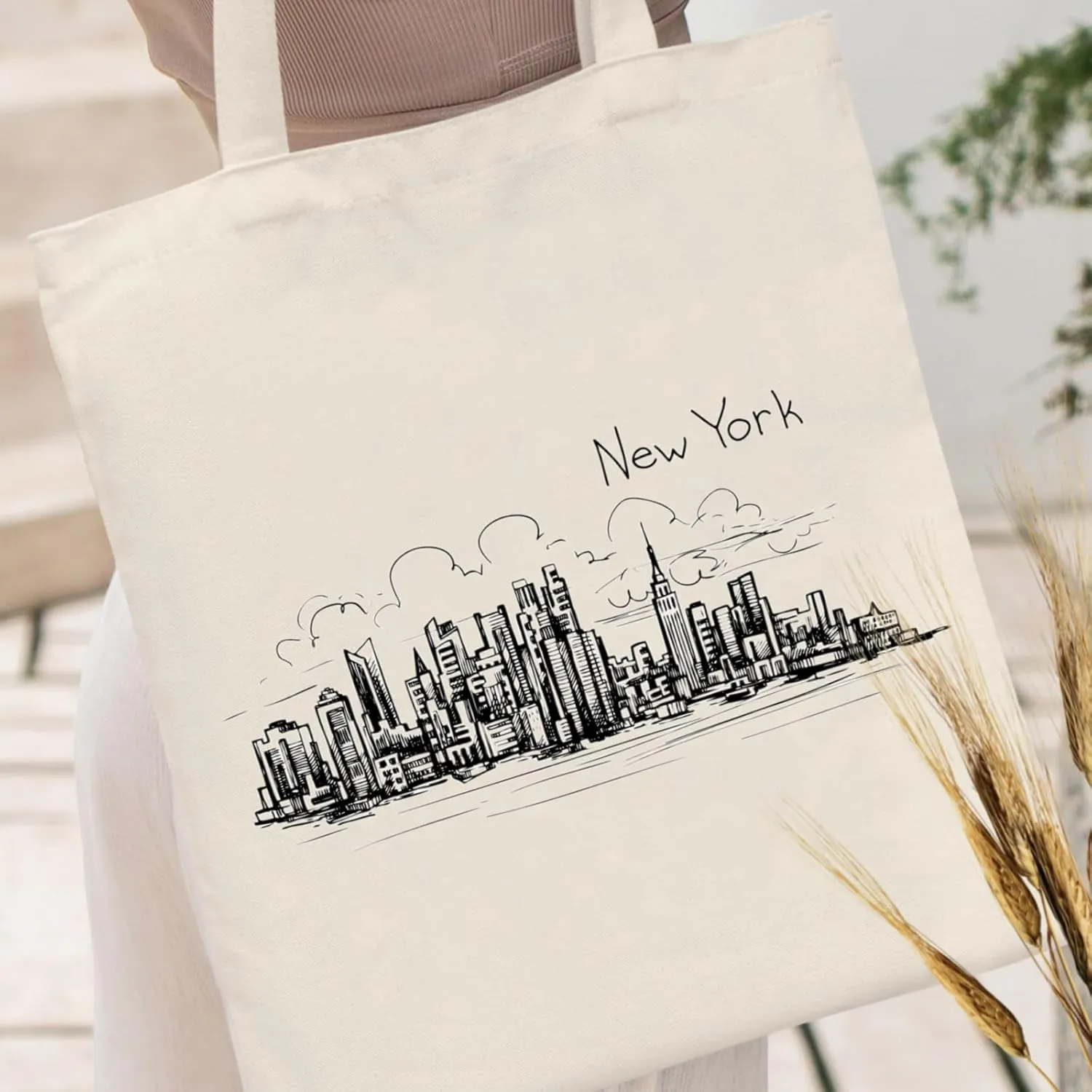 Andeiltech Canvas Tote Bag for Women Aesthetic Cute Cat Shopping Grocery Reusable Bags with Inner Zipper Women Gift