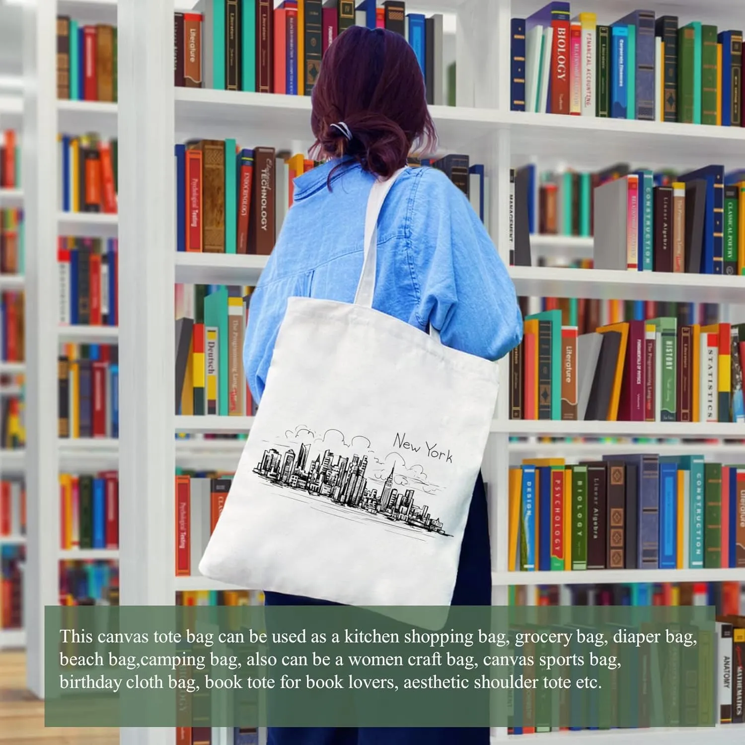 Andeiltech Canvas Tote Bag for Women Aesthetic Cute Cat Shopping Grocery Reusable Bags with Inner Zipper Women Gift