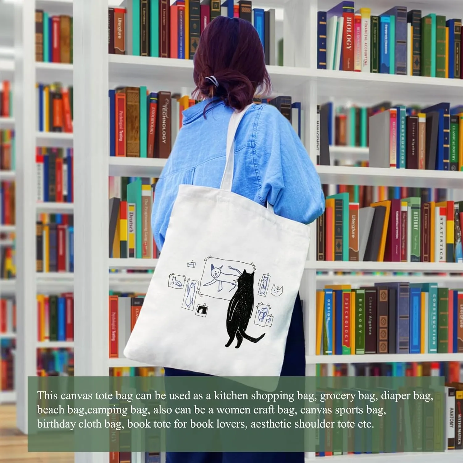 Andeiltech Canvas Tote Bag for Women, Aesthetic Travel Tote Bag Shoulder Reusable Grocery Bags Mom Birthday Gift