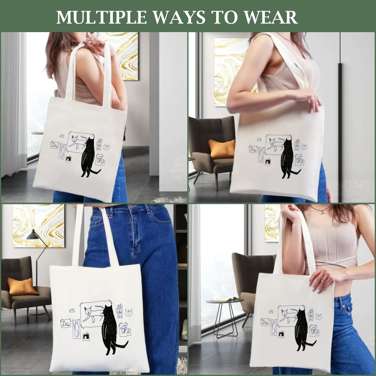 Andeiltech Canvas Tote Bag for Women, Aesthetic Travel Tote Bag Shoulder Reusable Grocery Bags Mom Birthday Gift