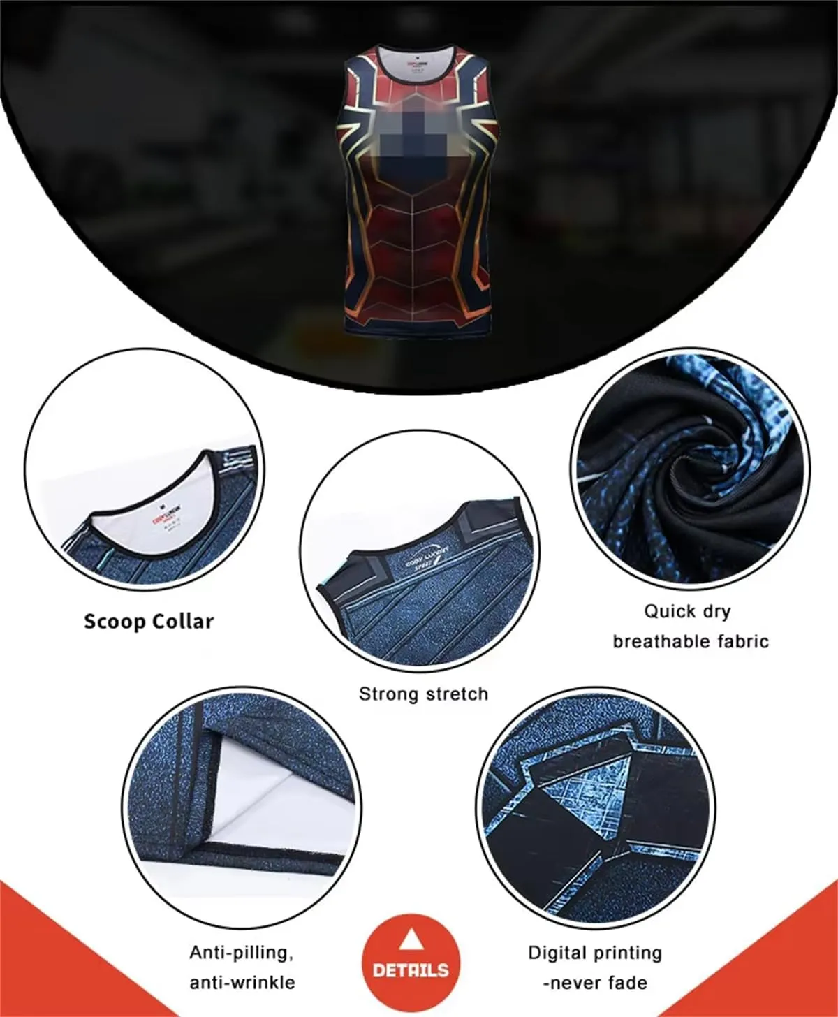 Anime Cosplay Outfit Gear 3D Bodybuilding Tank Top Compression Vest for Men