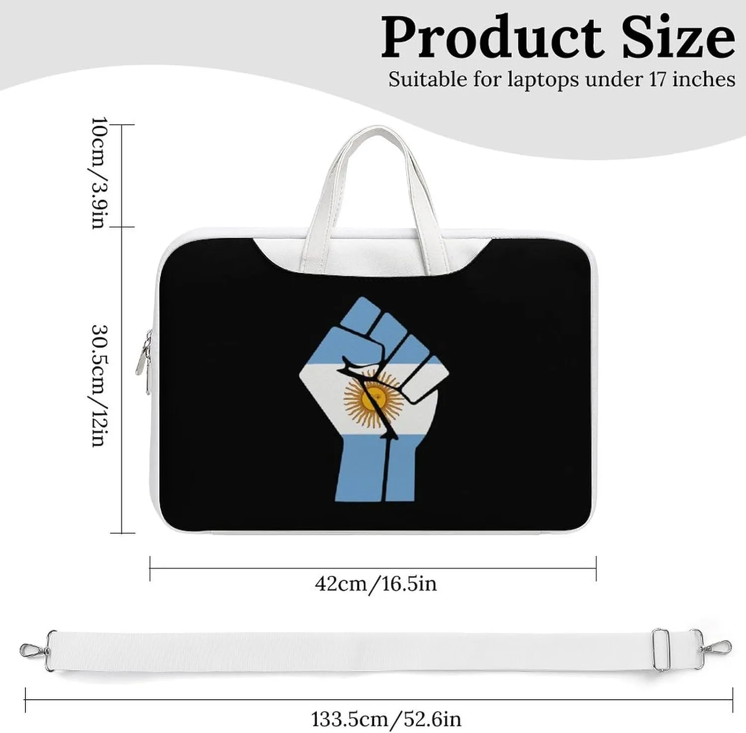 Argentina Flag Resist Leather Bag Laptop Case Slim Water Resistant Computer Bags with Handle Briefcase for Work