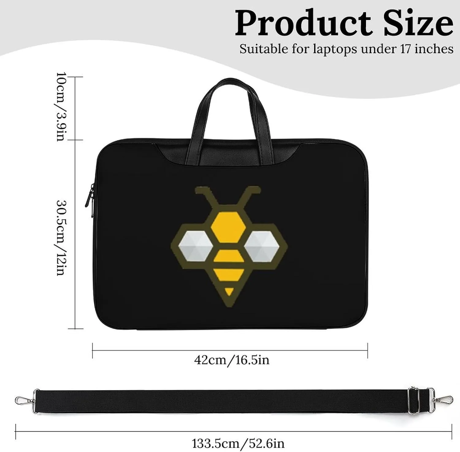 Art Bee with Honeycomb Leather Bag Laptop Case Slim Water Resistant Computer Bags with Handle Briefcase for Work