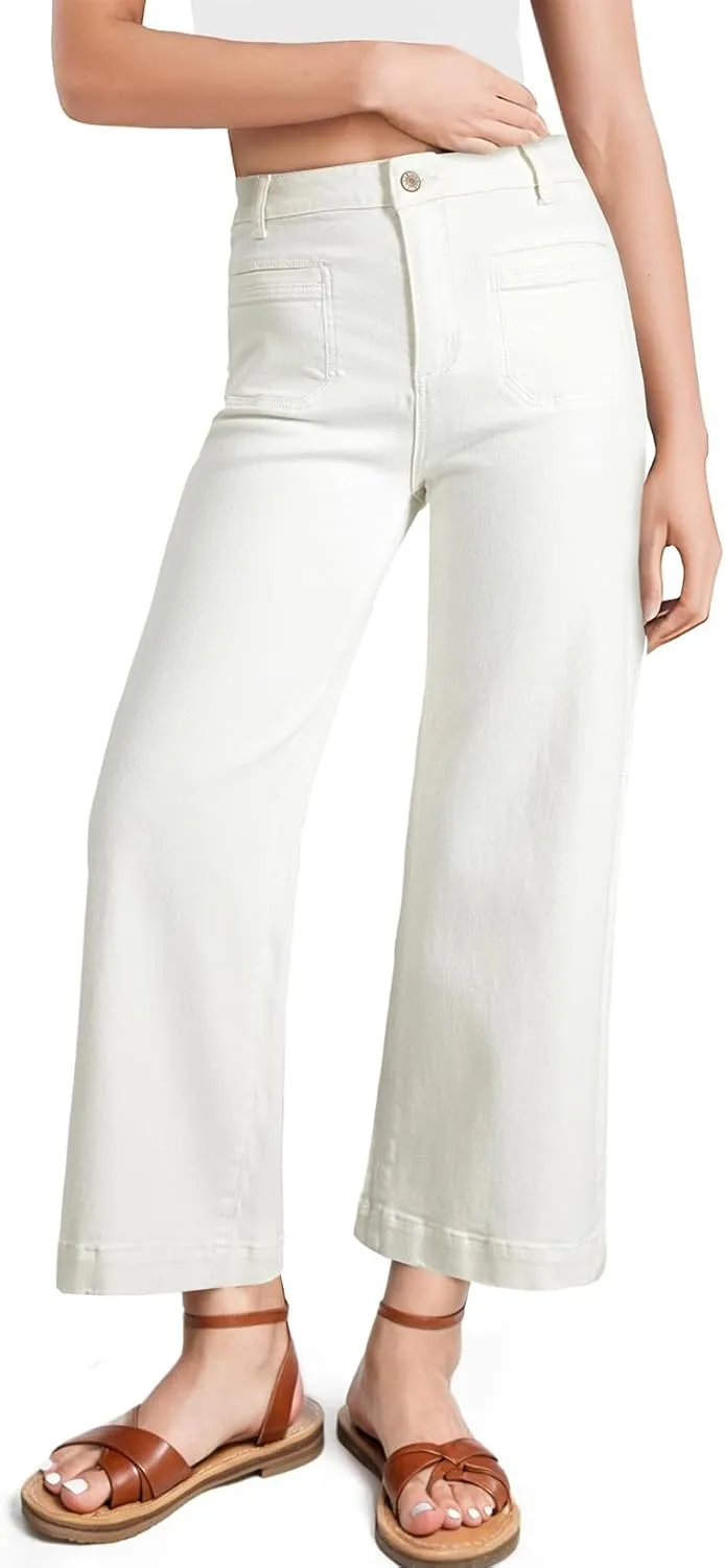 Astylish Womens Jeans Wide Leg High Waisted Stretchy Straight Leg Jeans Trendy Ankle Denim Pants with Patch Pocket