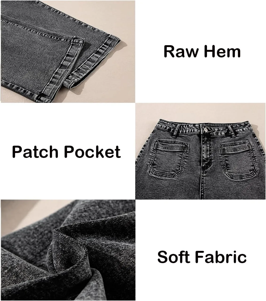 Astylish Womens Jeans Wide Leg High Waisted Stretchy Straight Leg Jeans Trendy Ankle Denim Pants with Patch Pocket