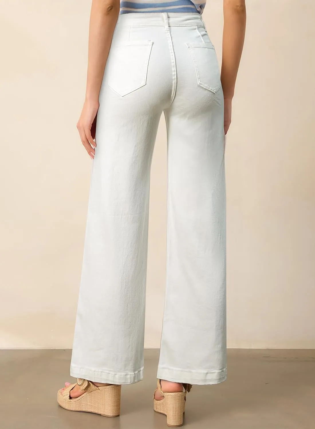 Astylish Womens Jeans Wide Leg High Waisted Stretchy Straight Leg Jeans Trendy Ankle Denim Pants with Patch Pocket