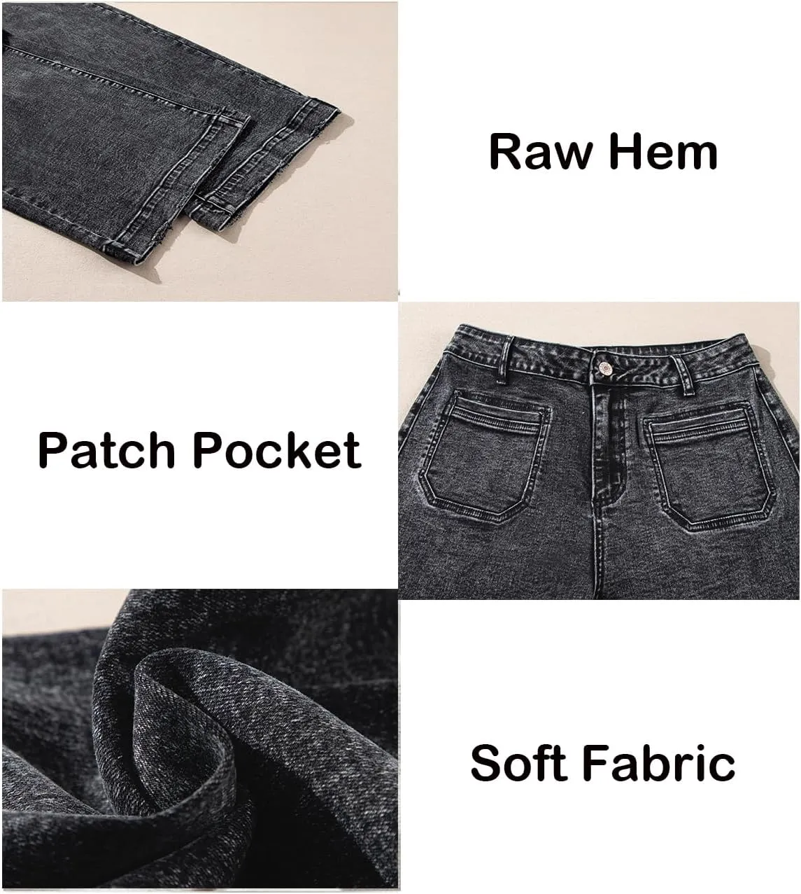 Astylish Womens Jeans Wide Leg High Waisted Stretchy Straight Leg Jeans Trendy Ankle Denim Pants with Patch Pocket