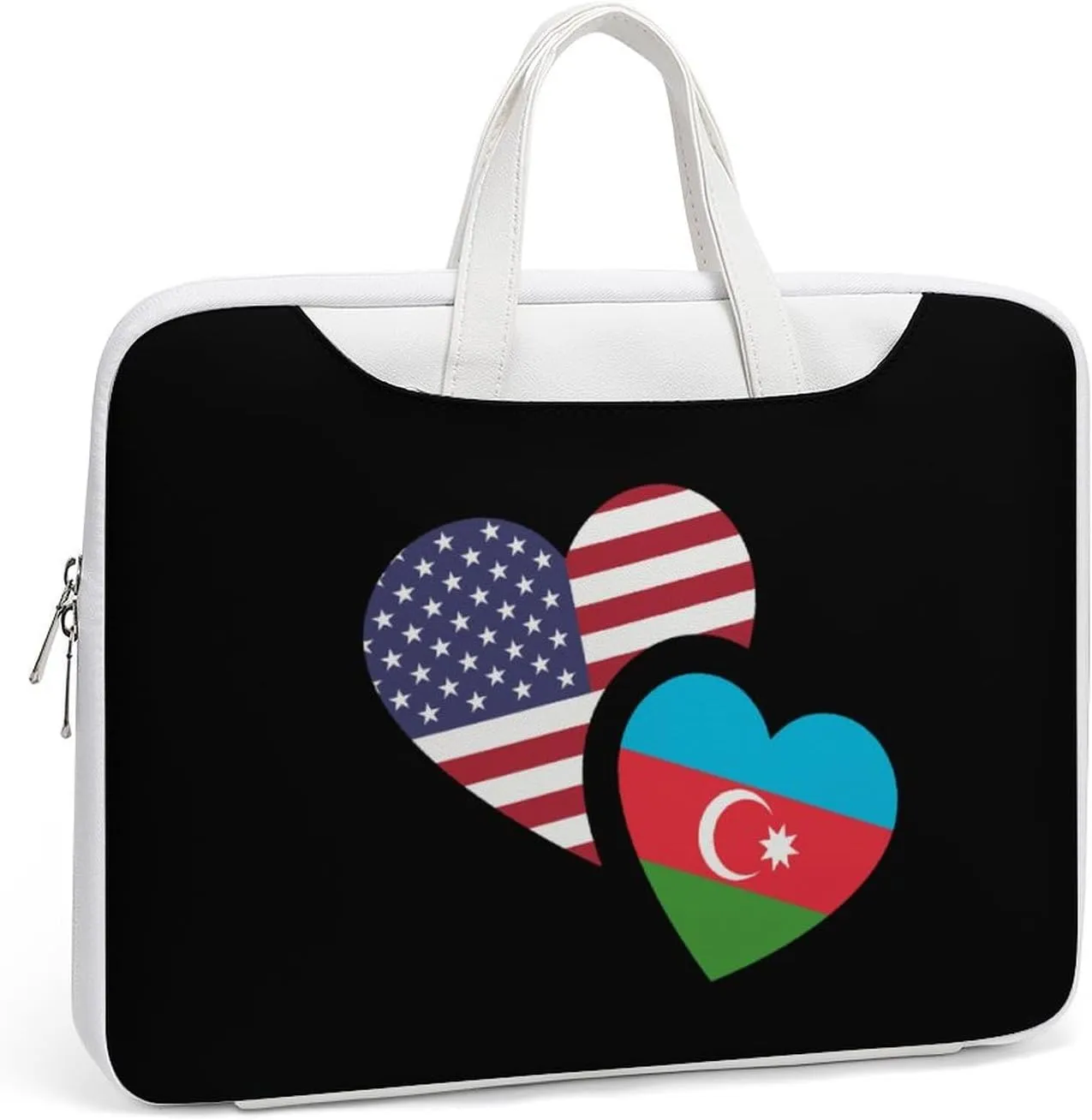 Azerbaijan U.S. Flag Leather Bag Laptop Case Slim Water Resistant Computer Bags with Handle Briefcase for Work