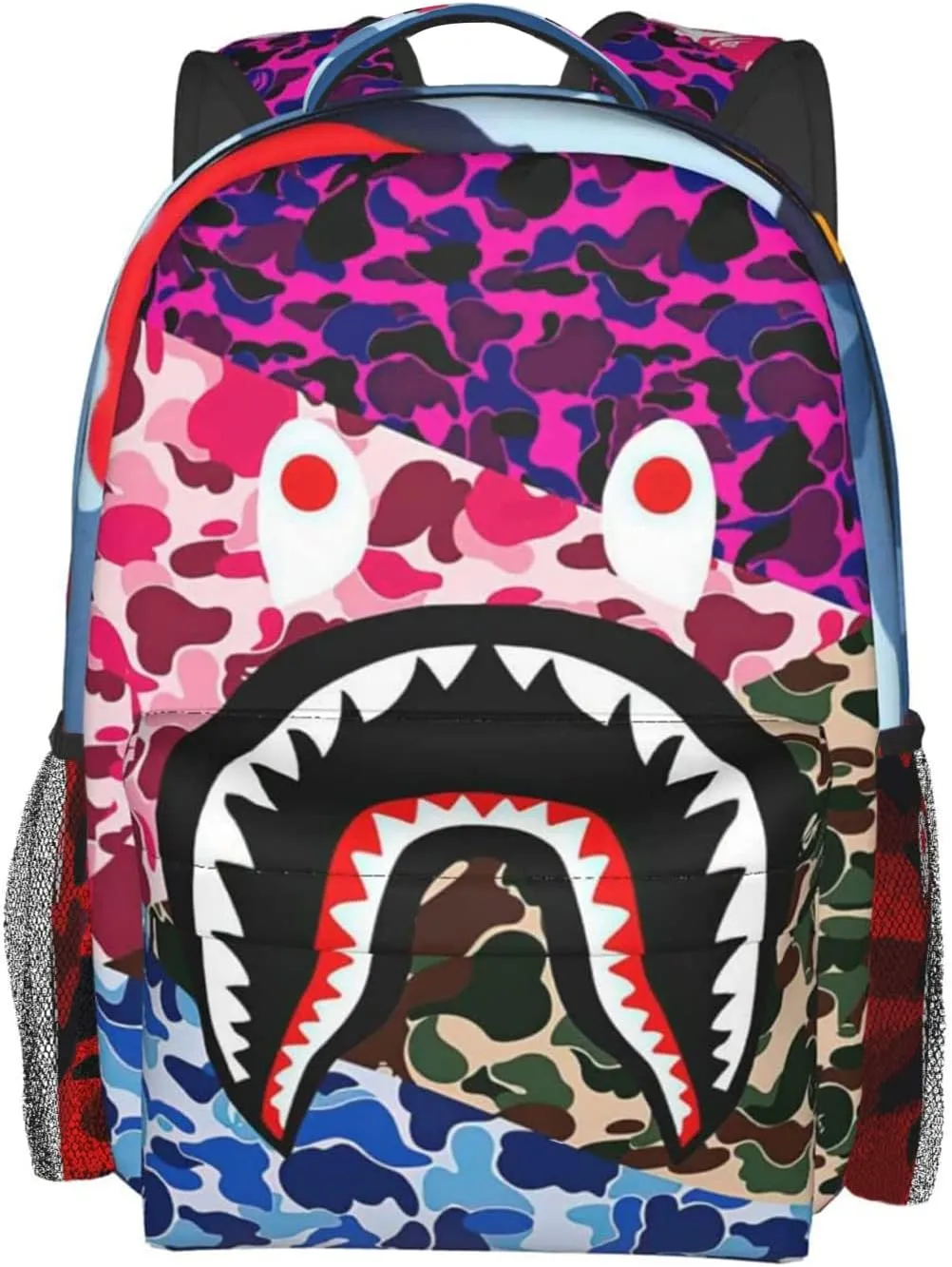 Backpack Shark Teeth Camo Backpacks Travel Laptop Daypack Big Capacity Bookbag for School Boys Girls Men and Women-MultipleColour