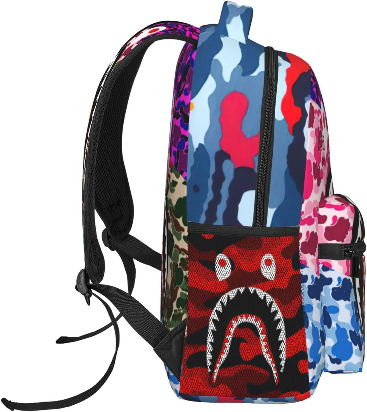 Backpack Shark Teeth Camo Backpacks Travel Laptop Daypack Big Capacity Bookbag for School Boys Girls Men and Women-MultipleColour