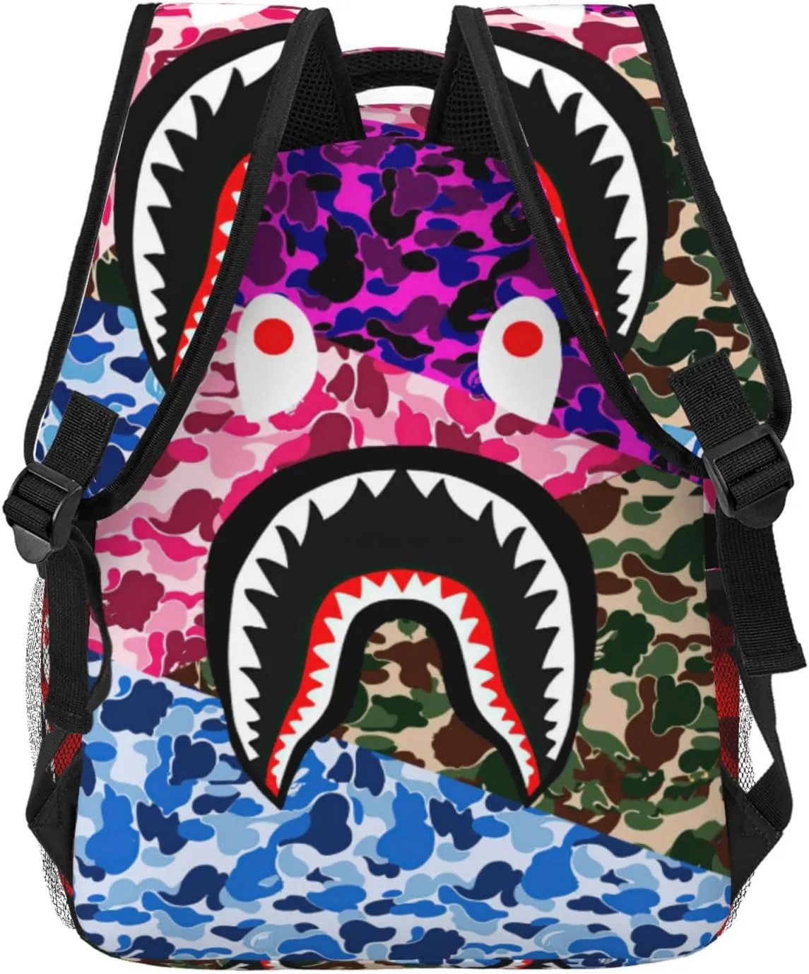 Backpack Shark Teeth Camo Backpacks Travel Laptop Daypack Big Capacity Bookbag for School Boys Girls Men and Women-MultipleColour