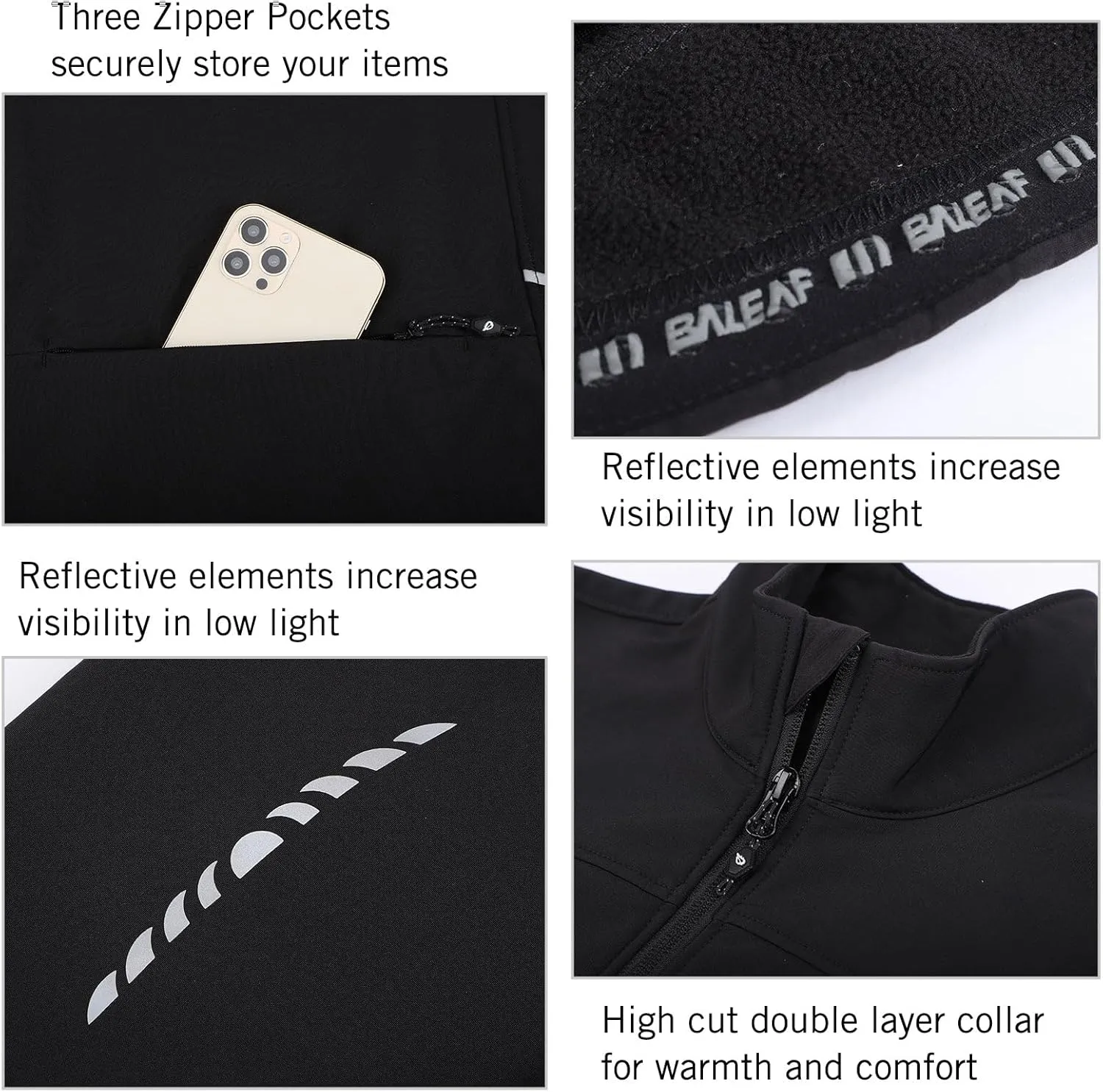 baleaf Women's Cycling Jacket Windproof Thermal Winter Running Cold Weather Gear Waterproof Softshell Warm