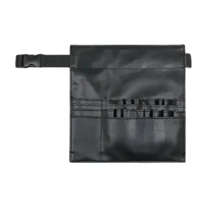 Barber Waist Pouch for Scissors And Combs, PU Leather Organizer for Hairdressers, Black