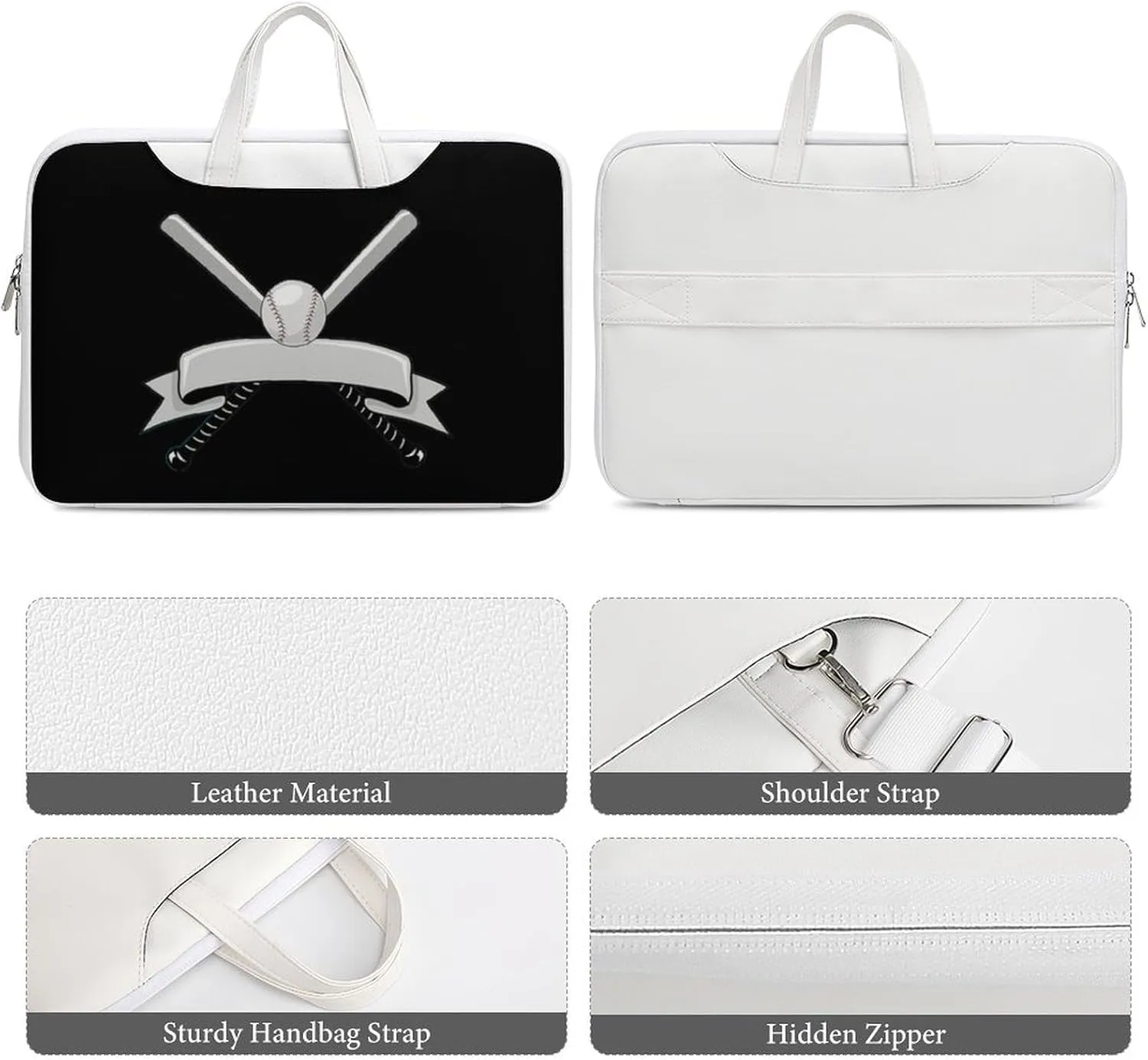 Baseball Logo Leather Bag Laptop Case Slim Water Resistant Computer Bags with Handle Briefcase for Work