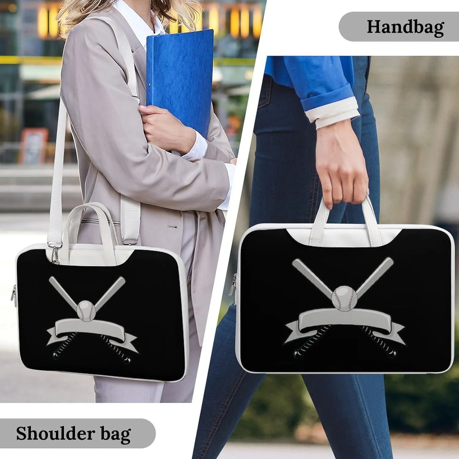 Baseball Logo Leather Bag Laptop Case Slim Water Resistant Computer Bags with Handle Briefcase for Work