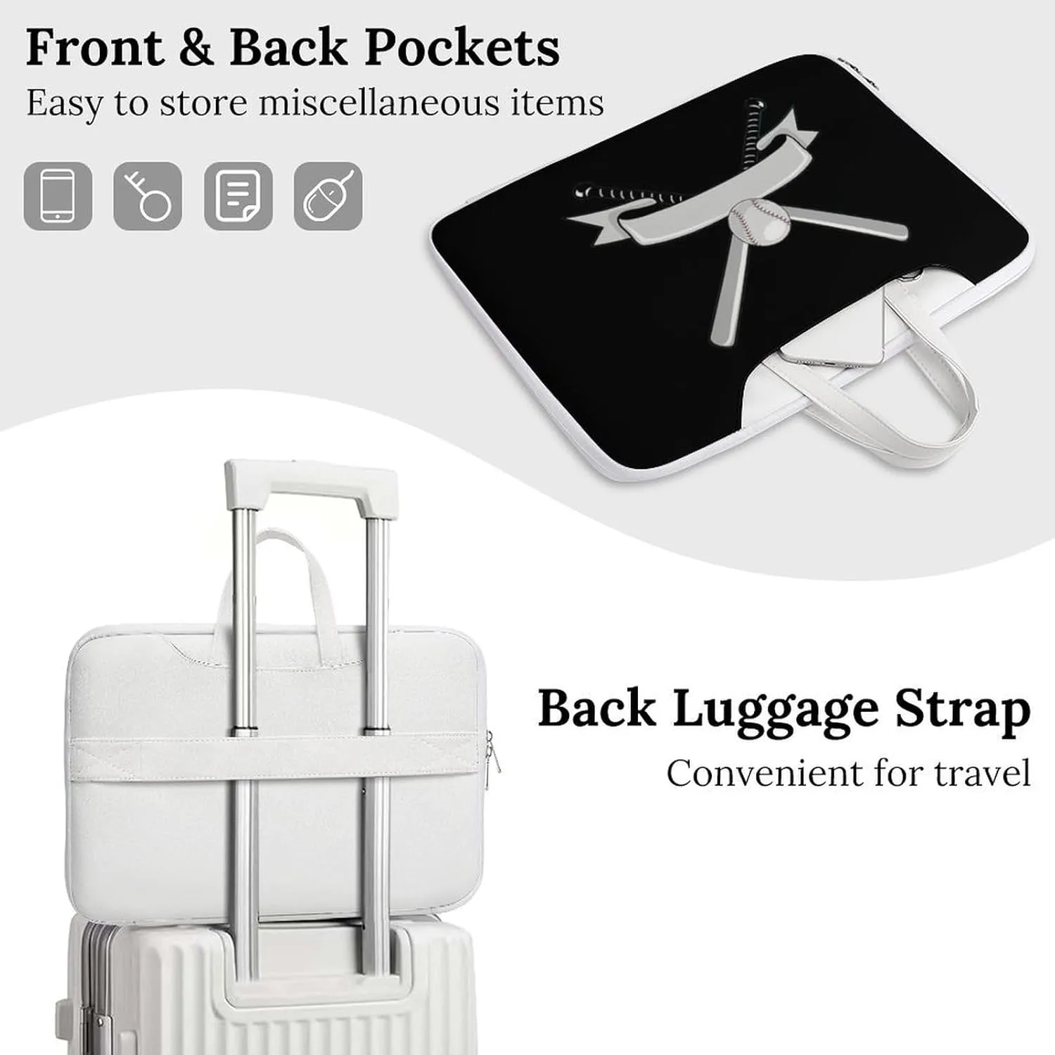 Baseball Logo Leather Bag Laptop Case Slim Water Resistant Computer Bags with Handle Briefcase for Work