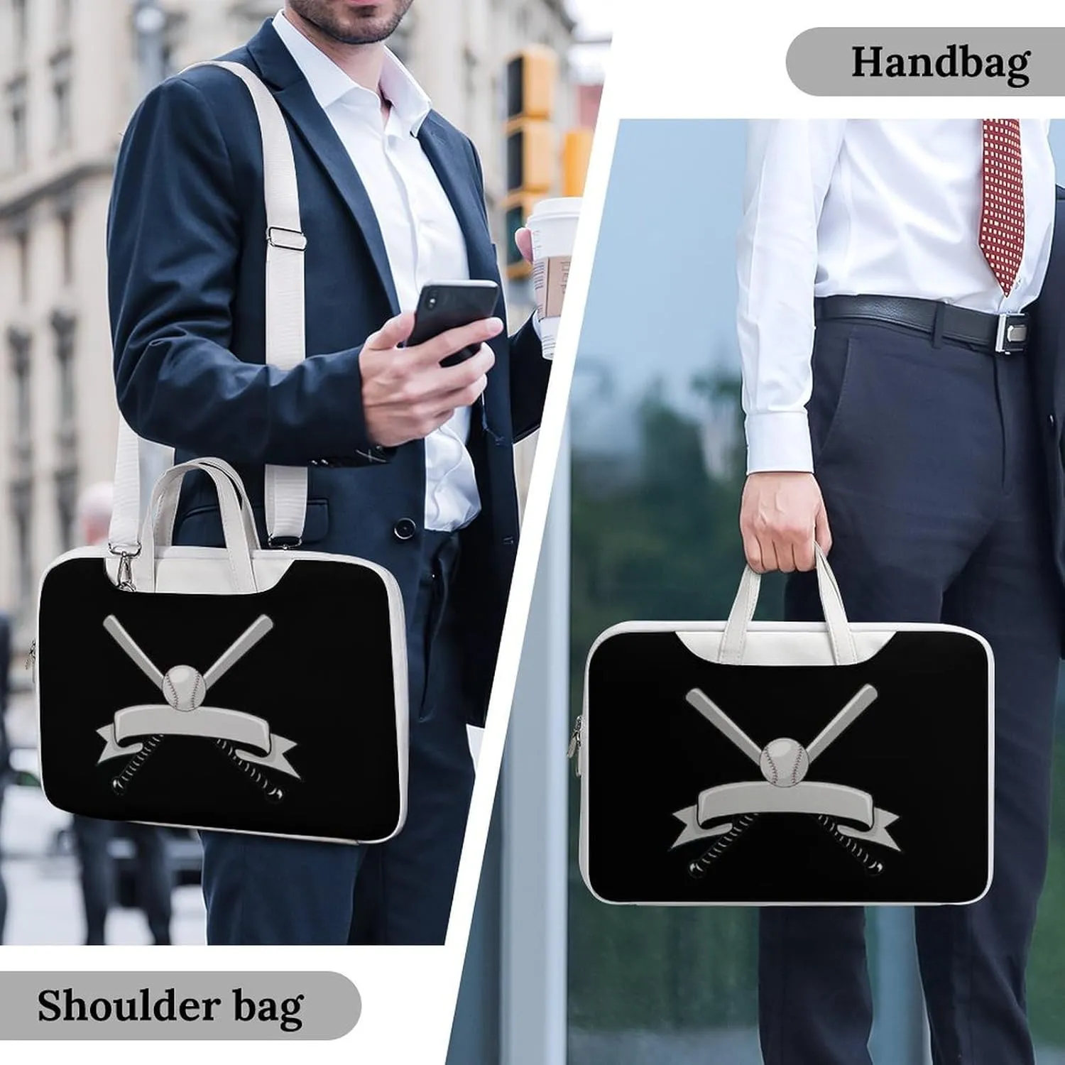 Baseball Logo Leather Bag Laptop Case Slim Water Resistant Computer Bags with Handle Briefcase for Work