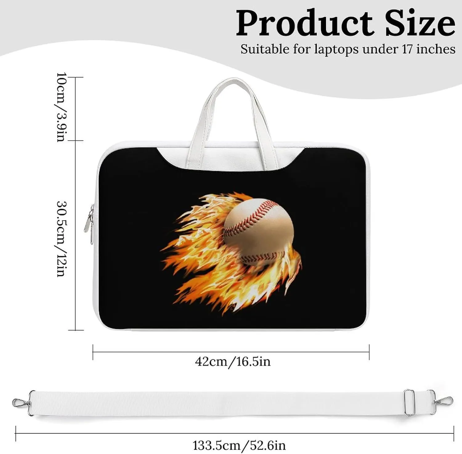 Baseball on Fire Leather Bag Laptop Case Slim Water Resistant Computer Bags with Handle Briefcase for Work