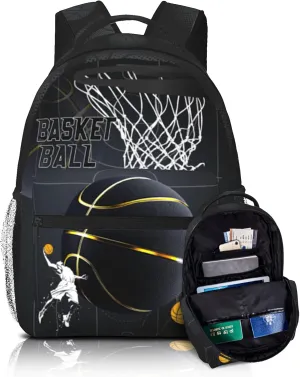 Basketball Backpack for Boys School Bag Sports Theme Boys Backpack for Kids Children Teens Elementary Middle School Bookbag Travel Back Pack for Age 6-18
