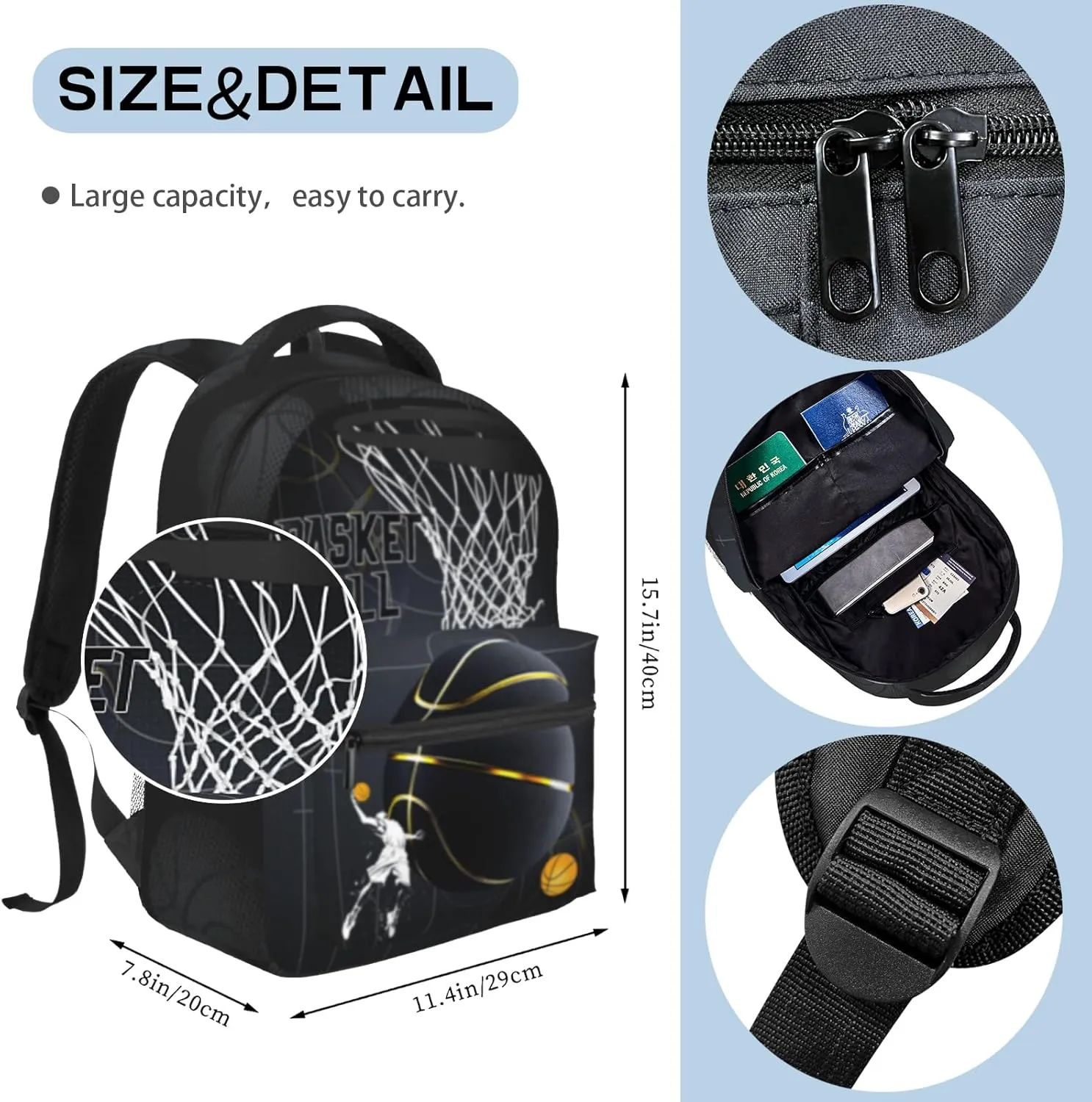 Basketball Backpack for Boys School Bag Sports Theme Boys Backpack for Kids Children Teens Elementary Middle School Bookbag Travel Back Pack for Age 6-18