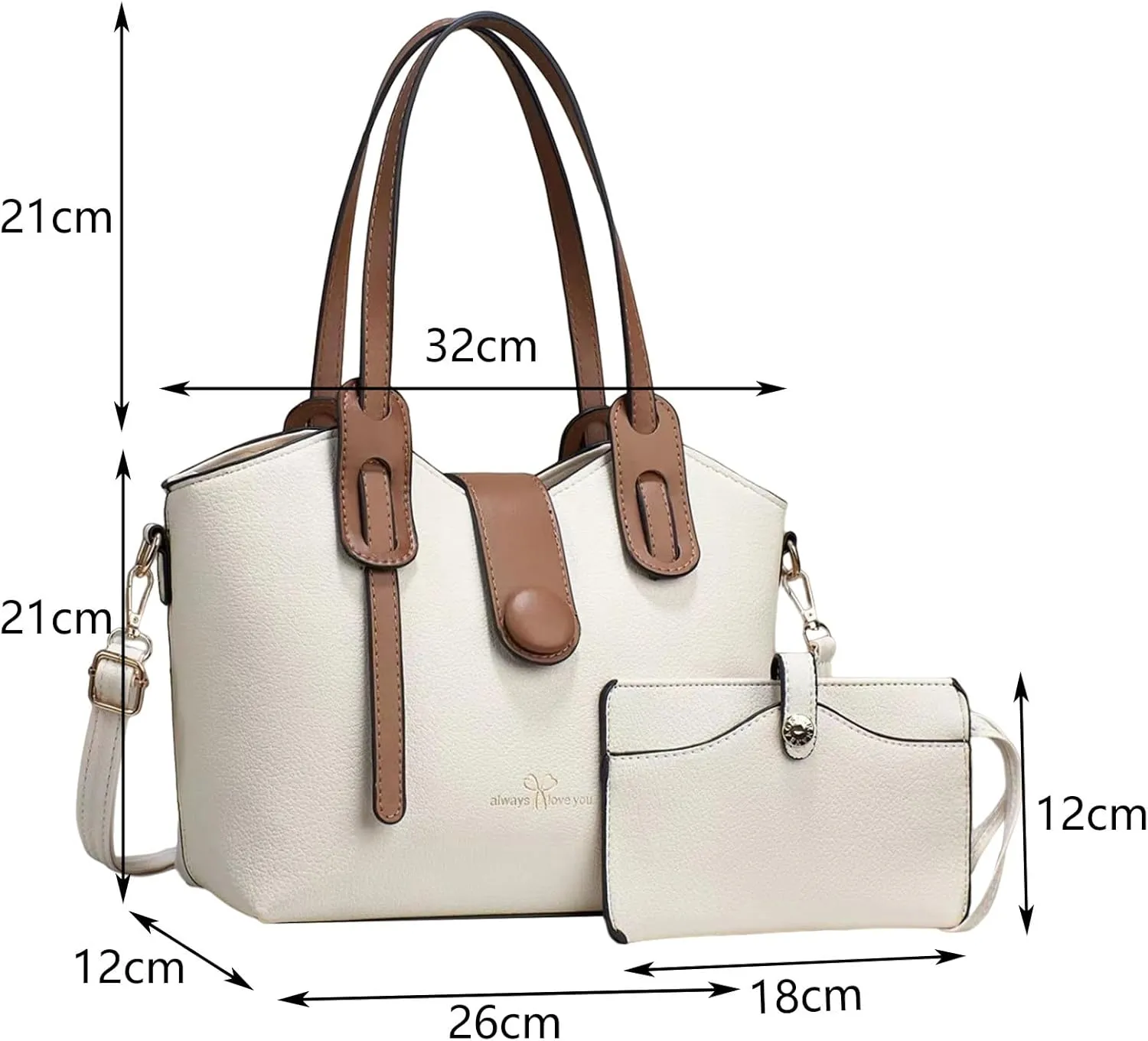 Beach Tote Bag 4 Packet Solid Color Leather Handbags Shoulder Bags Crossbody Hobo Bags Card Purse Work Travel Essential J