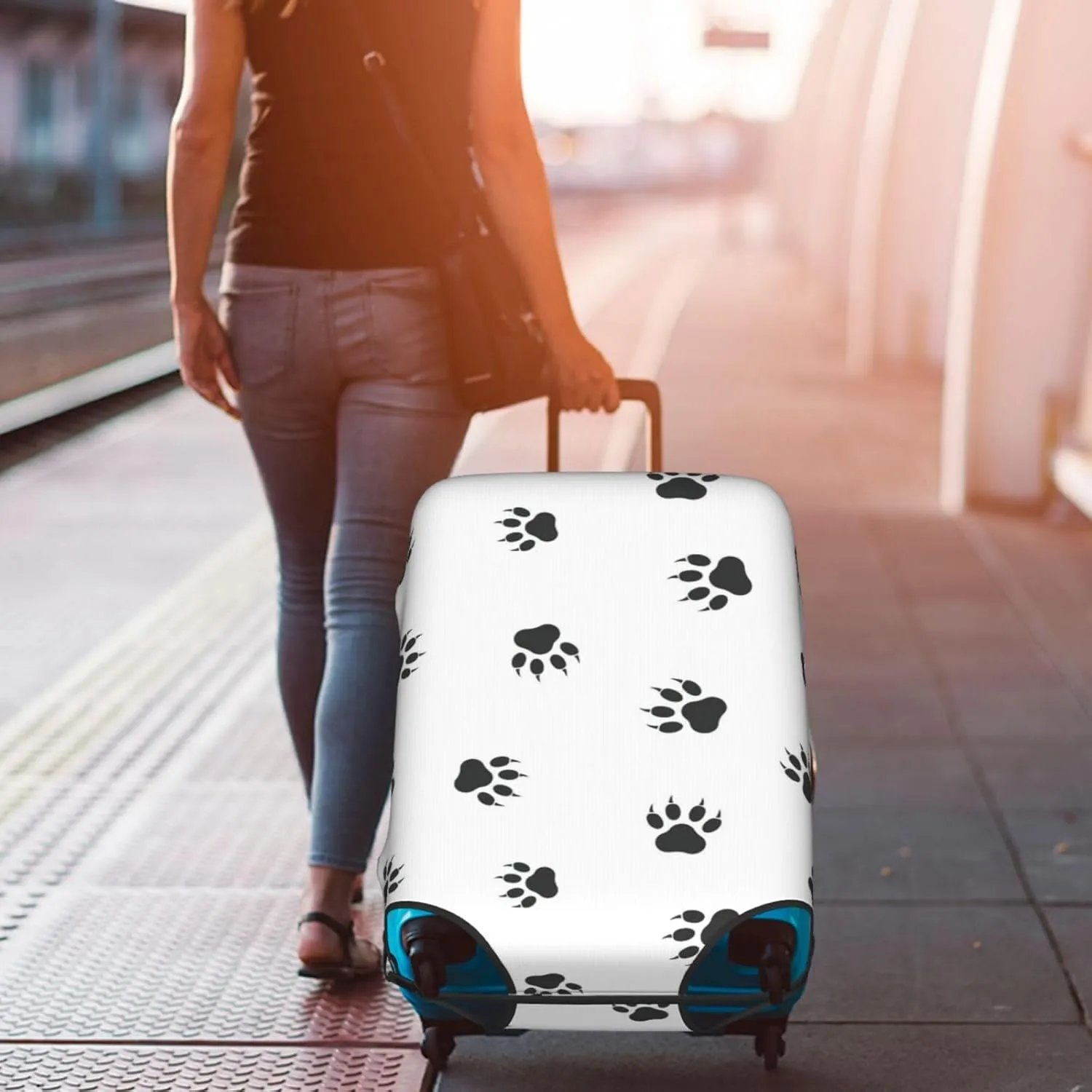 Bear paw Print Washable Suitcase Cover Protective Luggage Cover Anti Scratch Travel Gear Protector
