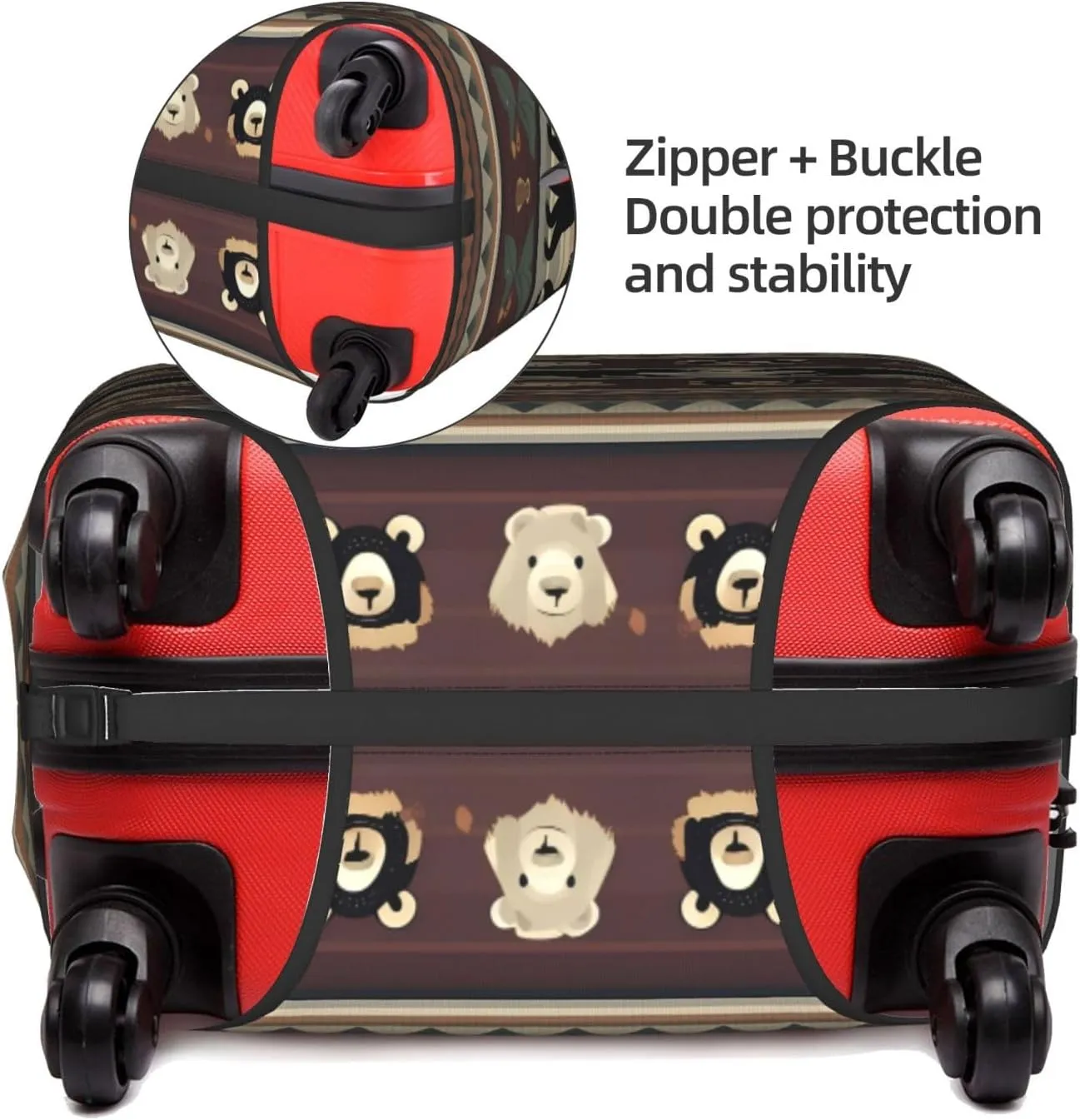 Bear Print Washable Suitcase Cover Protective Luggage Cover Anti Scratch Travel Gear Protector