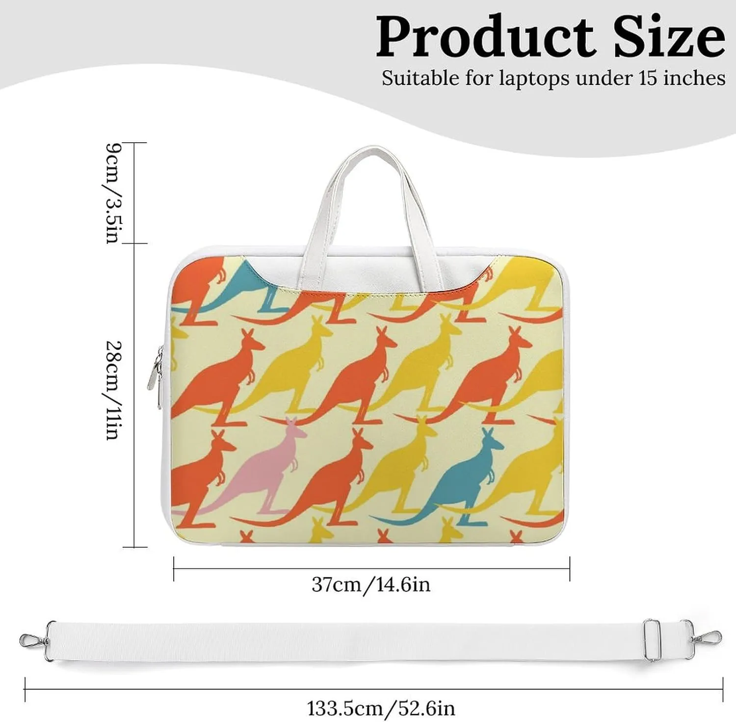 Beautiful Kangaroos Pattren Leather Bag Laptop Case Slim Water Resistant Computer Bags with Handle Briefcase for Work