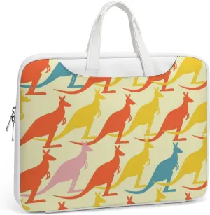 Beautiful Kangaroos Pattren Leather Bag Laptop Case Slim Water Resistant Computer Bags with Handle Briefcase for Work