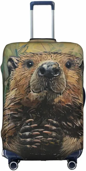 Beaver Print Washable Suitcase Cover Protective Luggage Cover Anti Scratch Travel Gear Protector