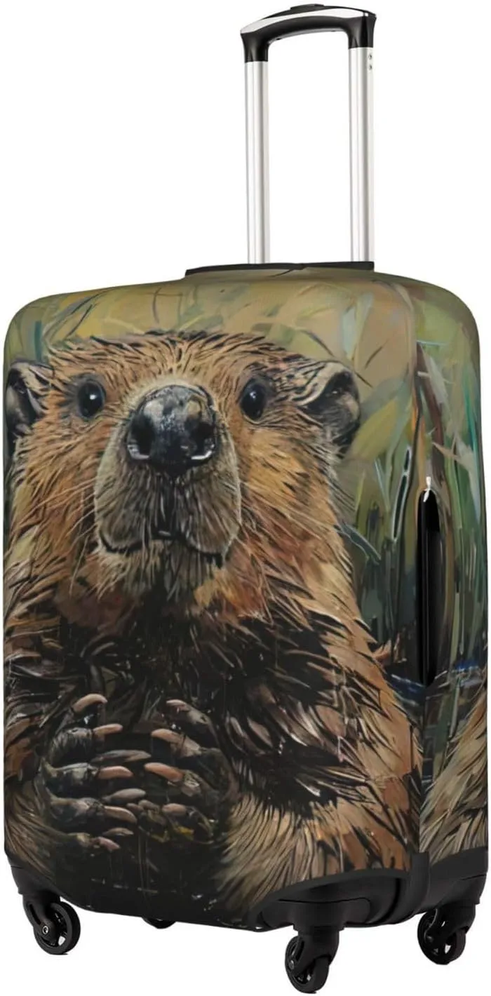 Beaver Print Washable Suitcase Cover Protective Luggage Cover Anti Scratch Travel Gear Protector
