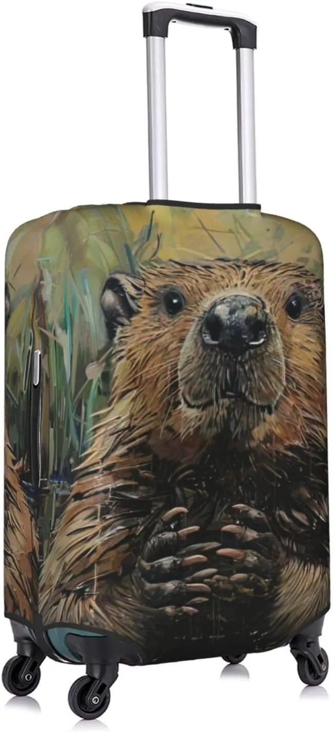 Beaver Print Washable Suitcase Cover Protective Luggage Cover Anti Scratch Travel Gear Protector