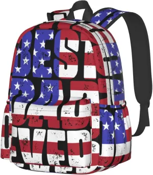Best Dad Ever Father's Day American Flag Backpack Double Shoulder Bag 15 Inch Laptop Bagpacks for Hiking Work Camping Travel