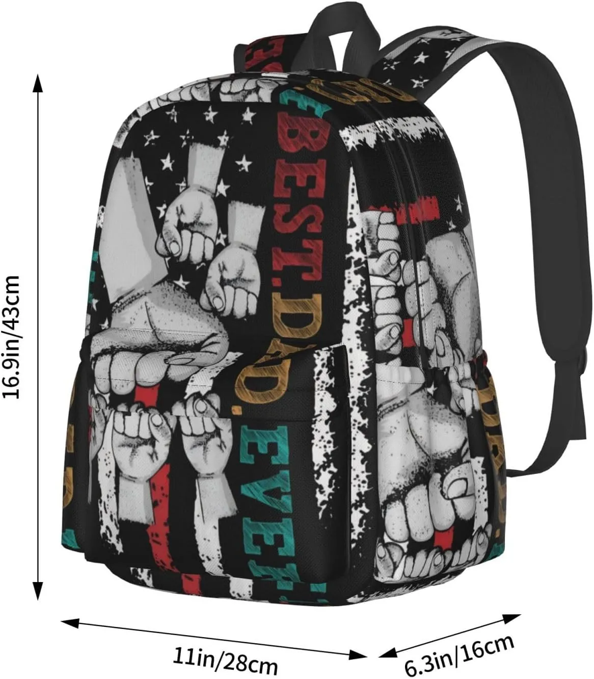 Best Dad Ever Father's Day American Flag Backpack Double Shoulder Bag 15 Inch Laptop Bagpacks for Hiking Work Camping Travel