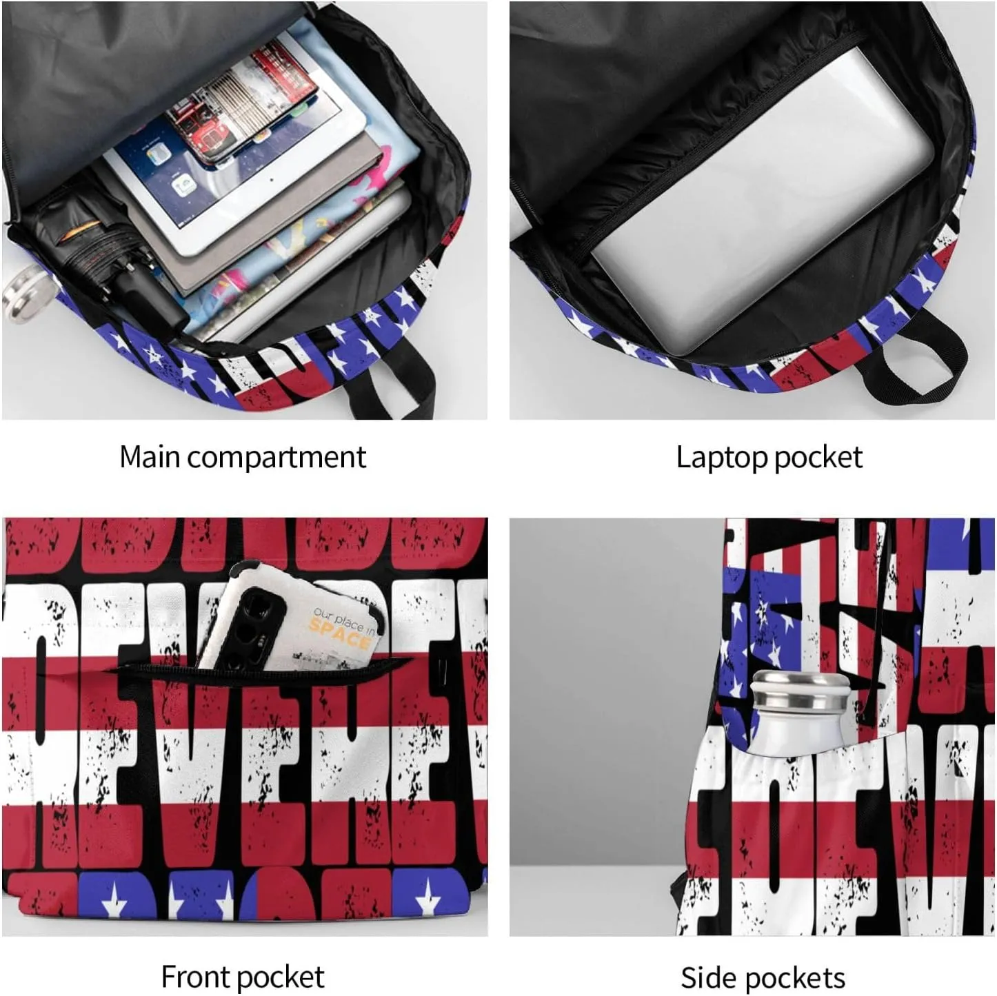 Best Dad Ever Father's Day American Flag Backpack Double Shoulder Bag 15 Inch Laptop Bagpacks for Hiking Work Camping Travel