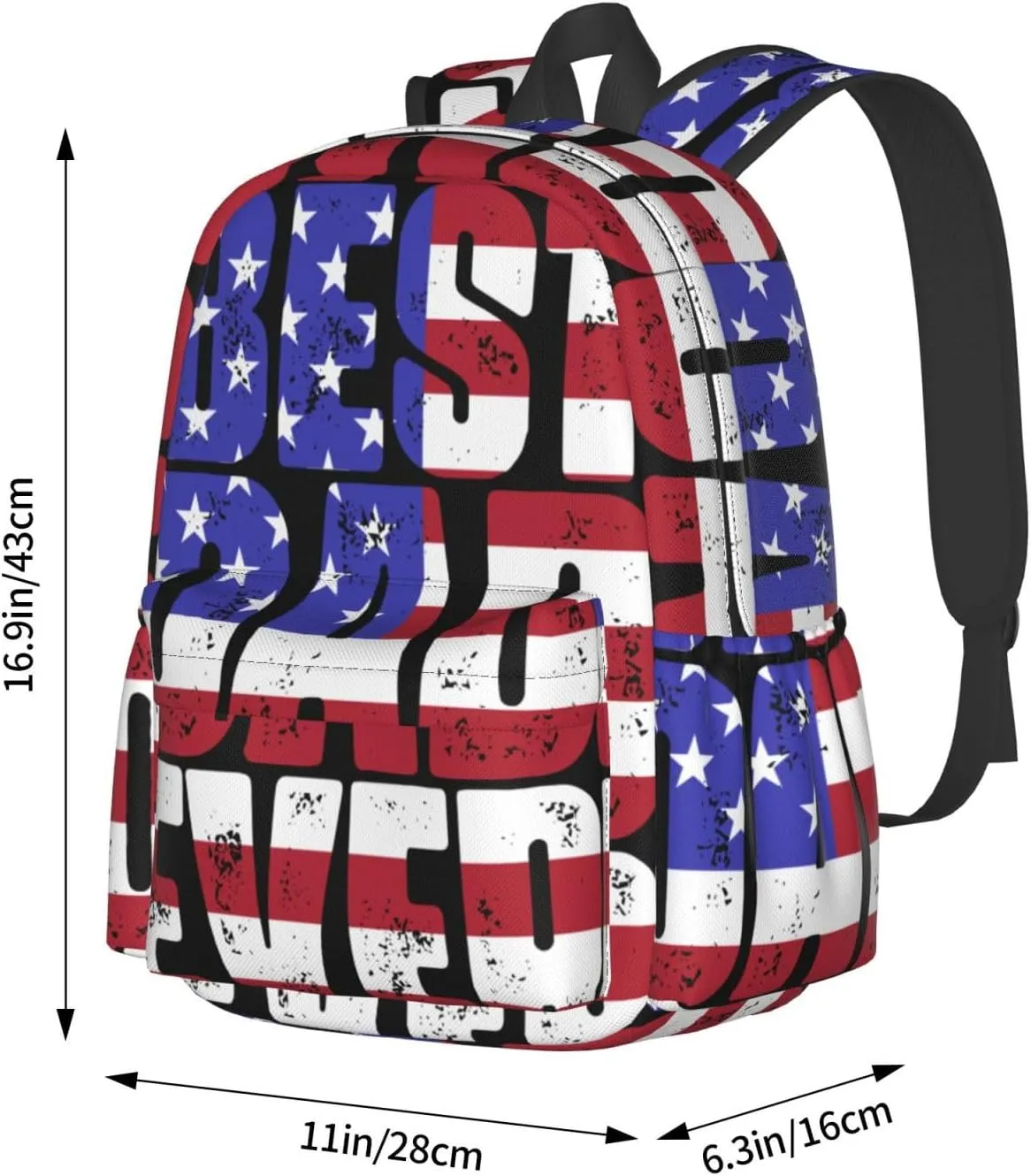 Best Dad Ever Father's Day American Flag Backpack Double Shoulder Bag 15 Inch Laptop Bagpacks for Hiking Work Camping Travel