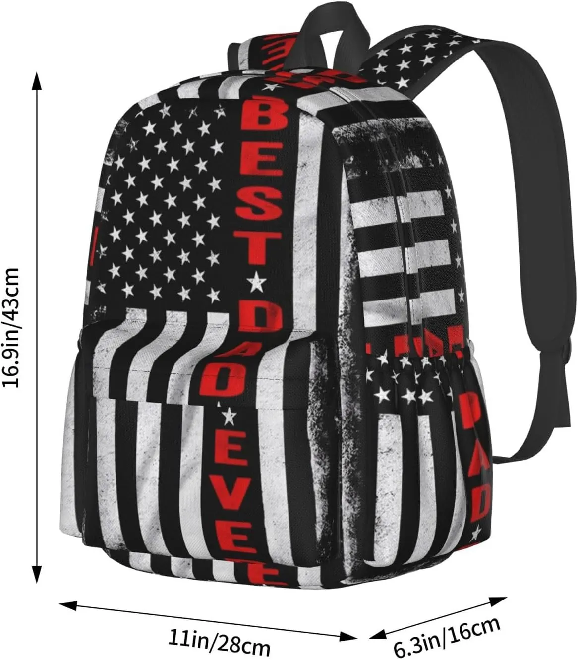 Best Dad Ever Father's Day Vintage American Flag Backpack Double Shoulder Bag 15 Inch Laptop Bagpacks for Hiking Work Camping Travel