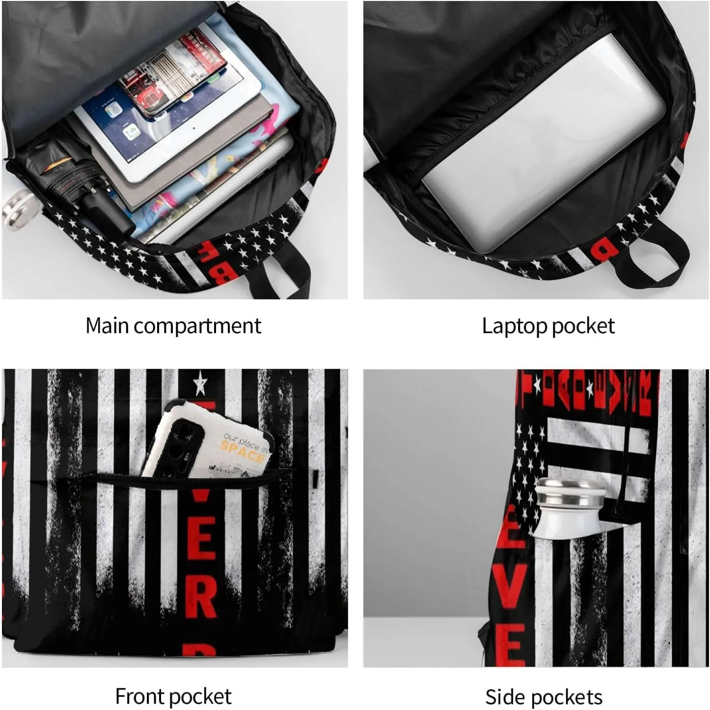 Best Dad Ever Father's Day Vintage American Flag Backpack Double Shoulder Bag 15 Inch Laptop Bagpacks for Hiking Work Camping Travel